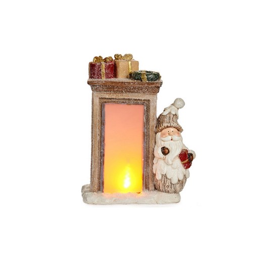 Statua Decorativa Babbo Natale Luce LED 20 x 45 x 32 cm Ceramica Marrone Bianco