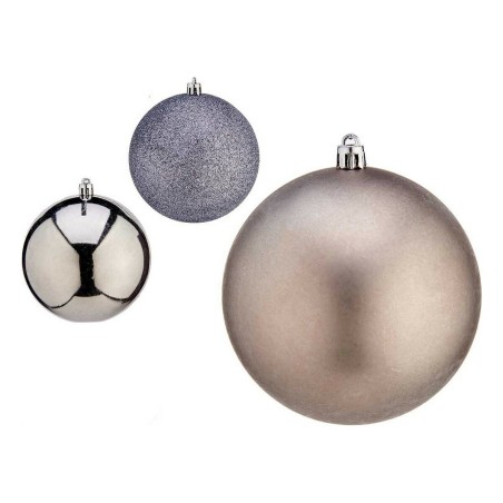 Weihnachtsbaumkugeln Ø 10 cm 6 Stück Silberfarben Kunststoff Weihnachtsbaumkugeln Ø 10 cm 6 Stück Silberfarben Kunststoff