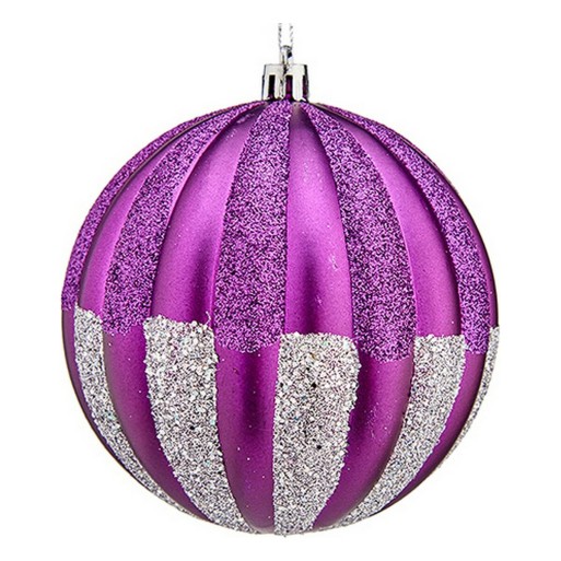 Weihnachtsbaumkugeln Ø 10 cm 6 Stück Lila Silberfarben PVC