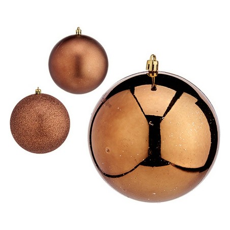 Bolas de Natal Ø 12 cm 6 Unidades Castanho Plástico Bolas de Natal Ø 12 cm 6 Unidades Castanho Plástico