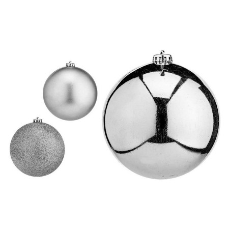 Weihnachtsbaumkugeln Ø 15 cm 6 Stück Silberfarben Kunststoff Weihnachtsbaumkugeln Ø 15 cm 6 Stück Silberfarben Kunststoff