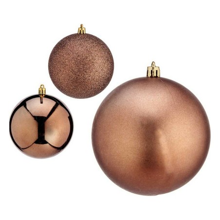 Weihnachtsbaumkugeln Ø 10 cm 6 Stück Braun Kunststoff Weihnachtsbaumkugeln Ø 10 cm 6 Stück Braun Kunststoff