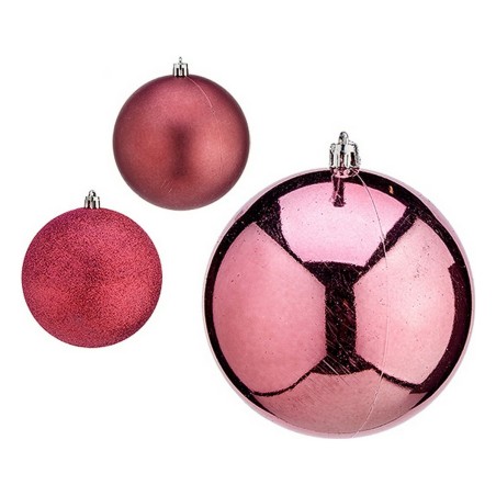 Bolas de Natal Ø 10 cm 6 Unidades Cor de Rosa Plástico Bolas de Natal Ø 10 cm 6 Unidades Cor de Rosa Plástico
