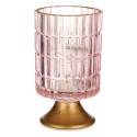Lanterna LED Riscas Cor de Rosa Dourado Vidro (10,7 x 18 x 10,7 cm)