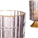 Farol LED Metal Gris Dorado Vidrio (10,7 x 18 x 10,7 cm)