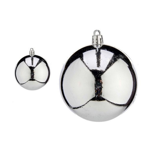 Bolas de Natal Ø 8 cm 16 Unidades Prateado Plástico