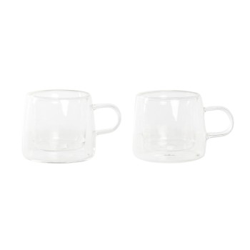 Set di Tazze da Caffè DKD Home Decor Cristallo Trasparente Vetro Borosilicato (80 ml)