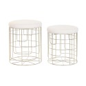 Poggiapiedi DKD Home Decor Beige Dorato Metallo Poliestere Bianco Moderno (38 x 38 x 44 cm) (35 x 35 x 40 cm)