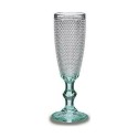 Copo de champanhe Vivalto PR05720ZD/BHA6 Transparente Turquesa Vidro 185 ml Pontos (6 Unidades)