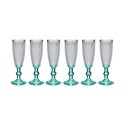 Copo de champanhe Vivalto PR05720ZD/BHA6 Transparente Turquesa Vidro 185 ml Pontos (6 Unidades)