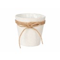 Vaso Ibergarden WY18-71 Bianco Marrone Stoffa Corda Plastica Fiocco 14 x 12,5 x 14 cm 14 x 14 x 14 cm (24 Unità)