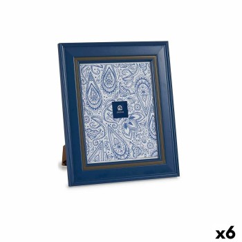 Cornice Portafoto Cristallo Azzurro Plastica (6 Unità) (2 x 33 x 28 cm)