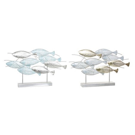 Deko-Figur DKD Home Decor 65,4 x 9 x 39,5 cm Silberfarben Blau Gold Spiralen Mediterraner (2 Stück) Deko-Figur DKD Home Decor 65,4 x 9 x 39,5 cm Silberfarben Blau Gold Spiralen Mediterraner (2 Stück)