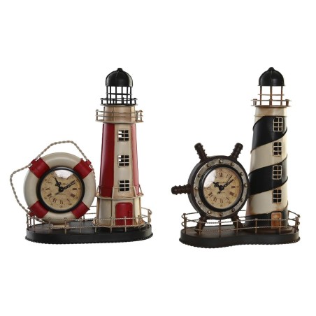 Orologio da Tavolo DKD Home Decor 25.5 x 14 x 32.5 cm Rosso Nero Metallo Vintage Faro (2 Unità) Orologio da Tavolo DKD Home Decor 25.5 x 14 x 32.5 cm Rosso Nero Metallo Vintage Faro (2 Unità)