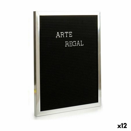 Painting Silver Black Panel 144 Letters (2,5 x 50,5 x 40,5 cm) (12 Units) Painting Silver Black Panel 144 Letters (2,5 x 50,5 x 40,5 cm) (12 Units)