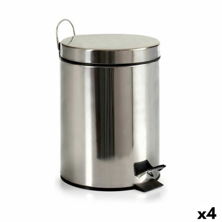 Papeleira com Pedal Berilo B0010 5L Prateado Aço inoxidável Plástico 5 L (4 Unidades)