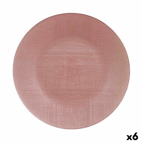 Plato Llano Vivalto Rosa Vidrio 32,5 x 2 x 32,5 cm (6 Unidades)