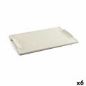 bandeja de aperitivos Quid Mineral Gres Bege Cerâmica 30 x 18 cm (6 Unidades)
