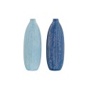 Vaso DKD Home Decor Azul Azul celeste Azul Marinho Dolomite Mediterrâneo Acabamento envelhecido 11 x 11 x 36 cm (2 Unidades)