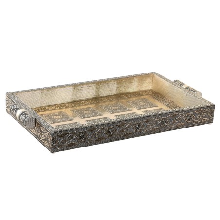 Tabuleiro DKD Home Decor Champanhe Madeira Metal 36 x 22 x 4 cm