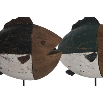 Figura Decorativa DKD Home Decor Multicolor Natural Peixe 18 x 8 x 26 cm (2 Unidades)
