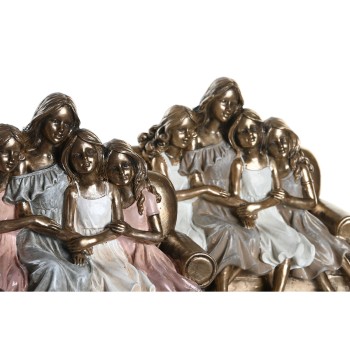 Statua Decorativa DKD Home Decor 17 x 10,5 x 15,5 cm Rosa Dorato Bianco (2 Unità)