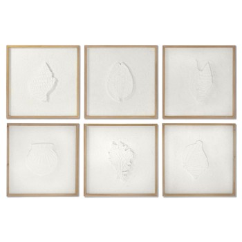 Pintura DKD Home Decor Conchas 50 x 2 x 50 cm Mediterrâneo (6 Peças)