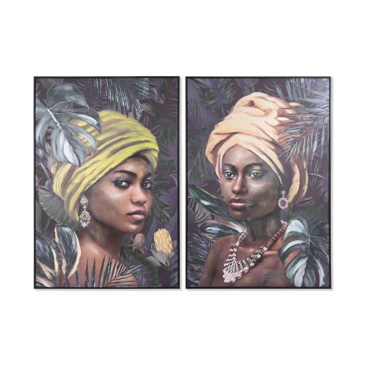 Cuadro DKD Home Decor 80 x 3,5 x 120 cm Colonial Africana (2 Unidades)