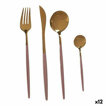 Besteck-Set Kinvara BST-CT022 Rosa Gold Edelstahl 16 x 5 x 24,5 cm (12 Stück)