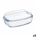 Kochschüssel Pyrex Classic mit Deckel 4,5 L 38 x 22 x 11 cm Durchsichtig Glas (3 Stück)