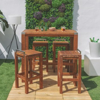 Banqueta Norah Madeira Aço inoxidável 40 x 40 x 80 cm