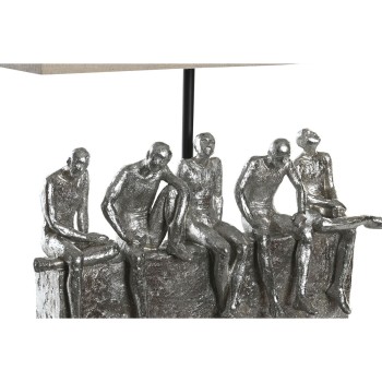Lampe de bureau DKD Home Decor 36 x 21,5 x 43 cm Argenté Beige Métal Résine 220 V 50 W