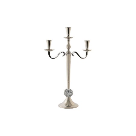 Candelabro DKD Home Decor 30 x 12 x 46 cm Argentato Alluminio Cromato Candelabro DKD Home Decor 30 x 12 x 46 cm Argentato Alluminio Cromato