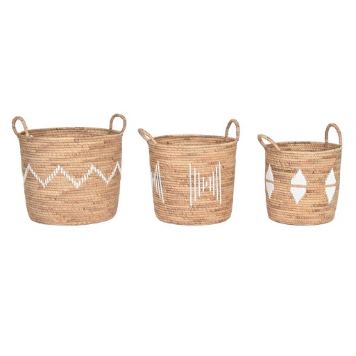Conjunto de Cestas DKD Home Decor Branco Natural Corda Zostera marina Boho 46 x 46 x 48 cm