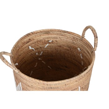 Conjunto de Cestas DKD Home Decor Branco Natural Corda Zostera marina Boho 46 x 46 x 48 cm