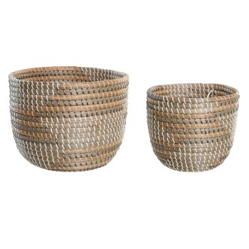 Conjunto de Cestas DKD Home Decor 28 x 28 x 22 cm Tropical Zostera marina