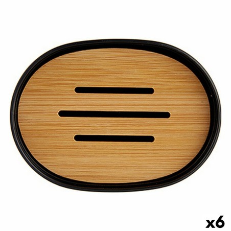 Saboneteira Berilo 51720 Castanho Preto Bambu Polipropileno 9,5 x 2,5 x 13 cm (6 Unidades)
