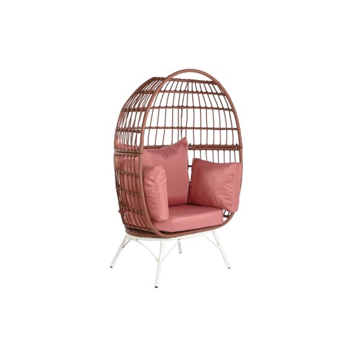 Poltrona de jardim DKD Home Decor 99 x 71 x 147 cm Metal Terracota Rotim sintético Branco