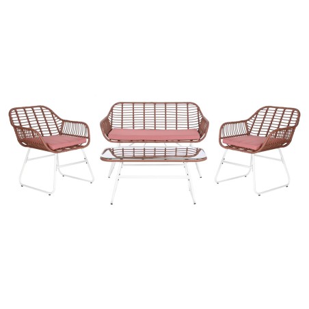 Ensemble Table avec 3 Sièges DKD Home Decor 124 x 74 x 84 cm Métal rotin synthétique