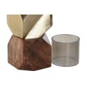 Castiçais DKD Home Decor 10 x 10 x 40,5 cm Cristal Dourado Castanho Alumínio Madeira de mangueira
