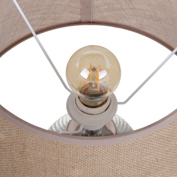 Lampada da tavolo Beige Argentato Tela di iuta Ceramica 60 W 220 V 240 V 220-240 V 26 x 26 x 49,5 cm