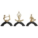 Figurine Décorative DKD Home Decor 28 x 7 x 35 cm 28 x 8 x 36 cm Noir Doré Yoga (3 Unités)