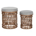 Repousa pés DKD Home Decor 40 x 40 x 48 cm Cinzento Castanho Bambu Tropical