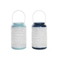 Castiçais DKD Home Decor Azul celeste Azul Marinho Metal 15 x 15 x 24,5 cm (2 Unidades)