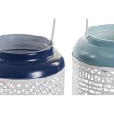 Castiçais DKD Home Decor Azul celeste Azul Marinho Metal 15 x 15 x 24,5 cm (2 Unidades)