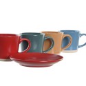 Conjunto de Chávenas com Pratos DKD Home Decor Amarelo Azul Vermelho Verde Grés 180 ml 14 x 14 x 2 cm
