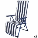 Ligstoel Aktive Branco Azul Marinho Reclinável Às riscas 147 x 70 x 48 cm (2 Unidades)