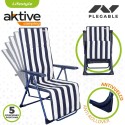 Ligstoel Aktive Branco Azul Marinho Reclinável Às riscas 147 x 70 x 48 cm (2 Unidades)