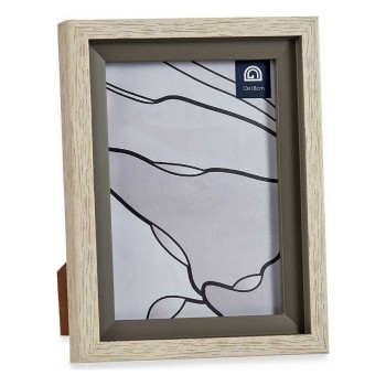 Moldura de Fotos 17 x 2 x 21,8 cm Cristal Cinzento Bege Plástico (6 Unidades)