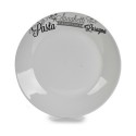 Prato de Jantar Ø 24,4 cm Branco Preto Porcelana Pasta (10 Unidades)